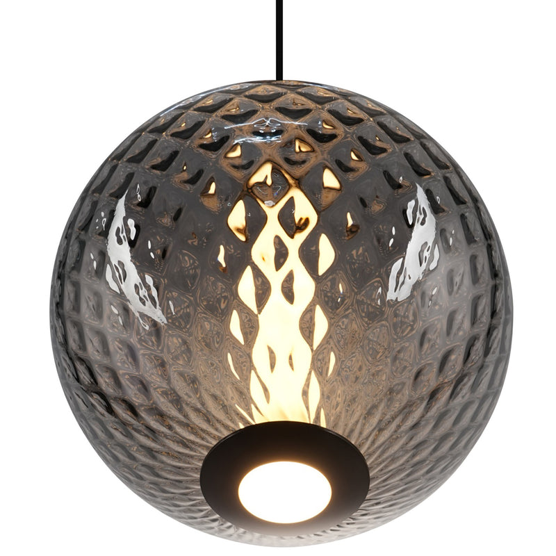 Celeste LED Round Pendant Light Black Smoke Glass By Artcraft - Detailed View1
