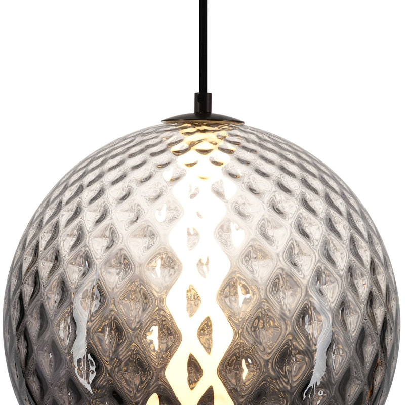 Celeste LED Round Pendant Light Black Smoke Glass By Artcraft - Detailed View