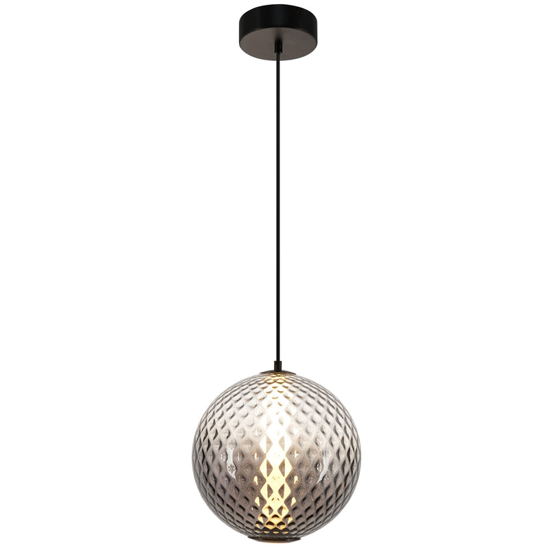 Celeste LED Round Pendant Light Black Smoke Glass By Artcraft - Front View1
