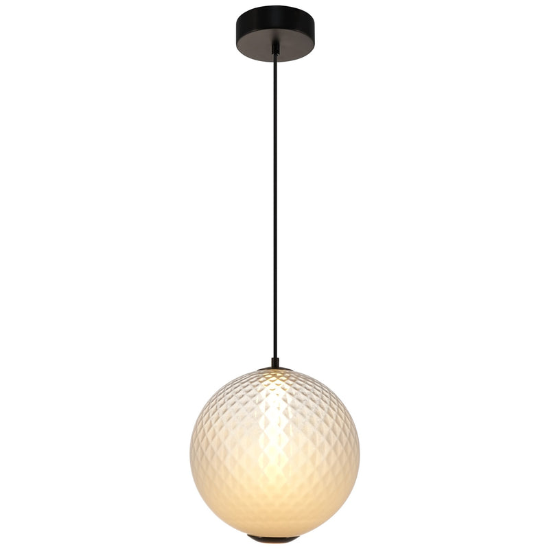 Celeste LED Round Pendant Light Black White Glass By Artcraft - Front View