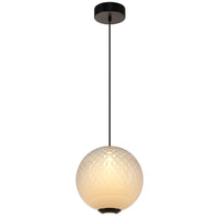 Celeste LED Round Pendant Light Black White Glass By Artcraft