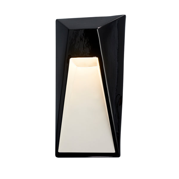 Ceramic ADA Vertice LED Outdoor Wall Sconce Gloss Black Black Matte White By Justice