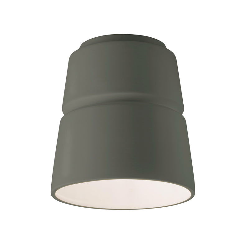 Ceramic Cone Flushmount Pewter Green By Justice