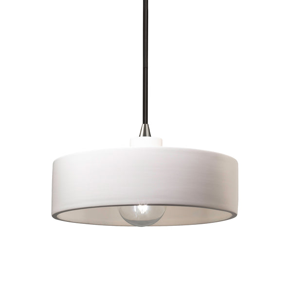 Ceramic Dish Pendant Bisque Brushed Nickel By Justice
