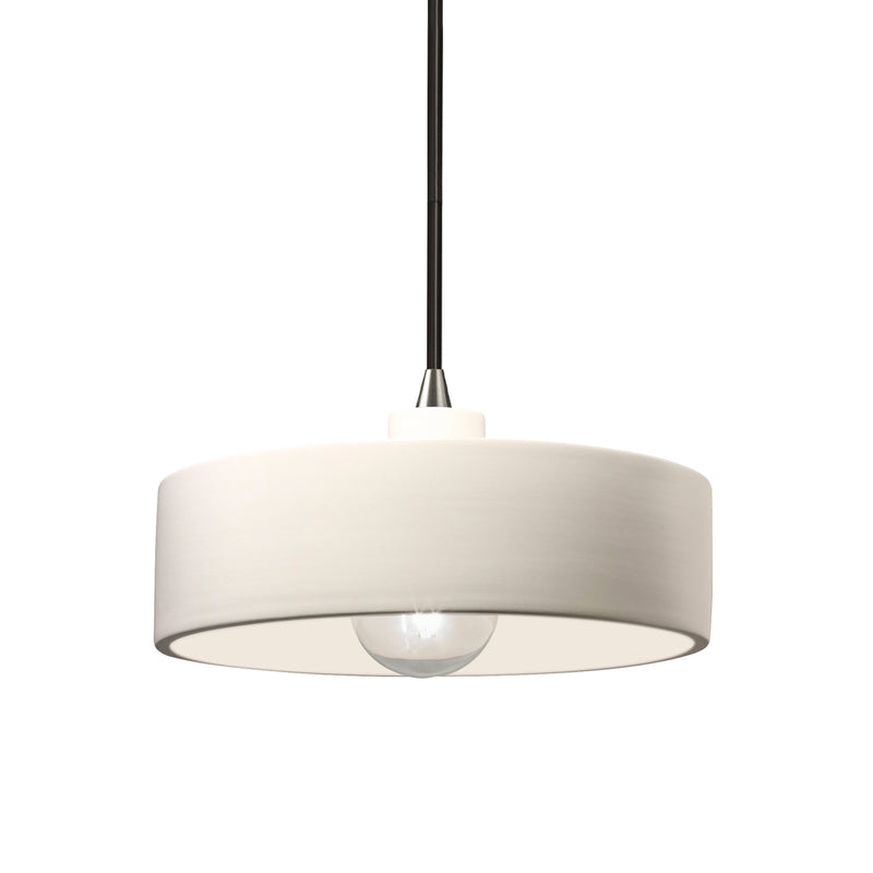 Ceramic Dish Pendant Matte White Brushed Nickel By Justice