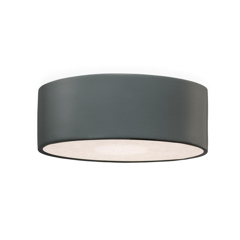 Ceramic LED Short Round Flushmount Pewter Green By Justice