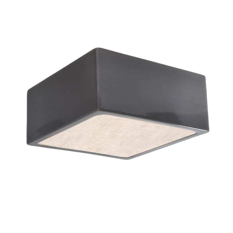Ceramic LED Short Square Flushmount Gloss Gray By Justice