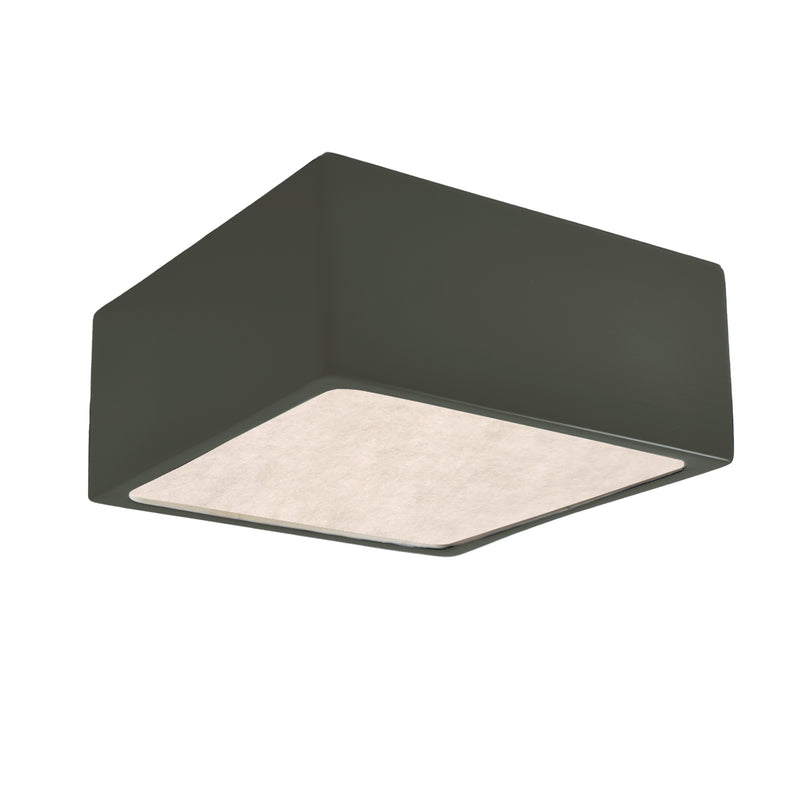 Ceramic LED Short Square Flushmount Pewter Green By Justice