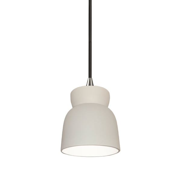 Ceramic Large Hourglass Pendant Bisque Brushed Nickel By Justice