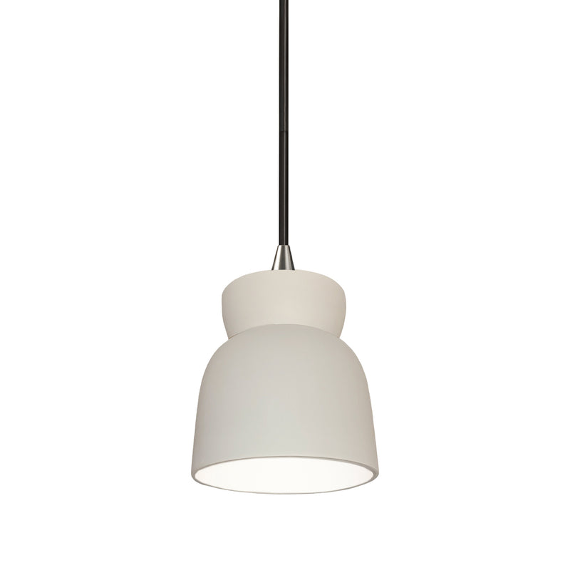 Ceramic Large Hourglass Pendant Bisque Brushed Nickel By Justice