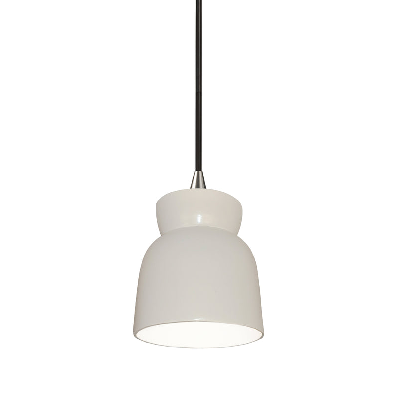 Ceramic Large Hourglass Pendant Gloss White Brushed Nickel By Justice