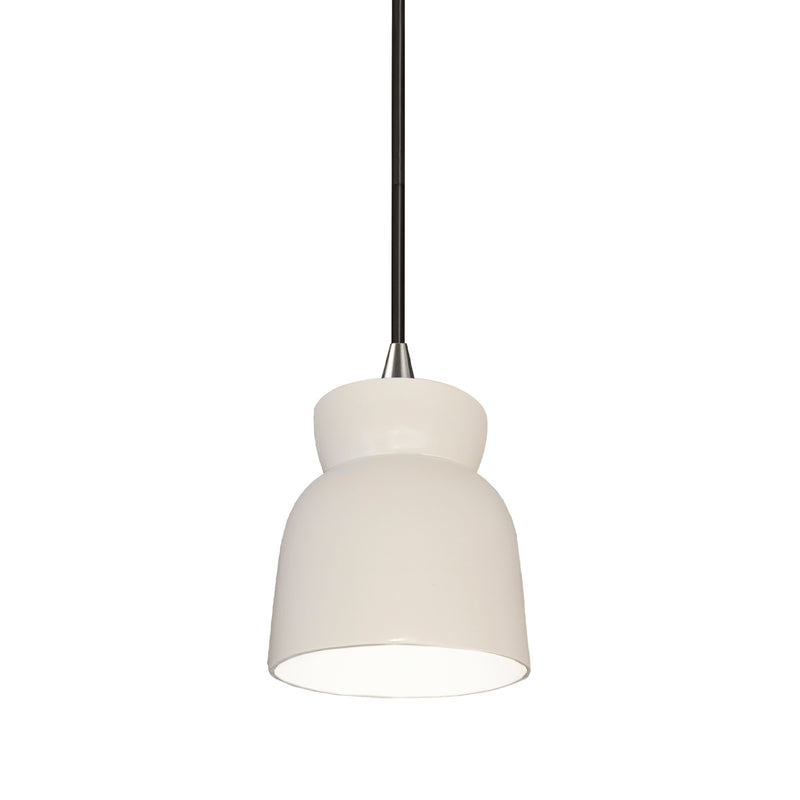 Ceramic Large Hourglass Pendant Matte White Brushed Nickel By Justice