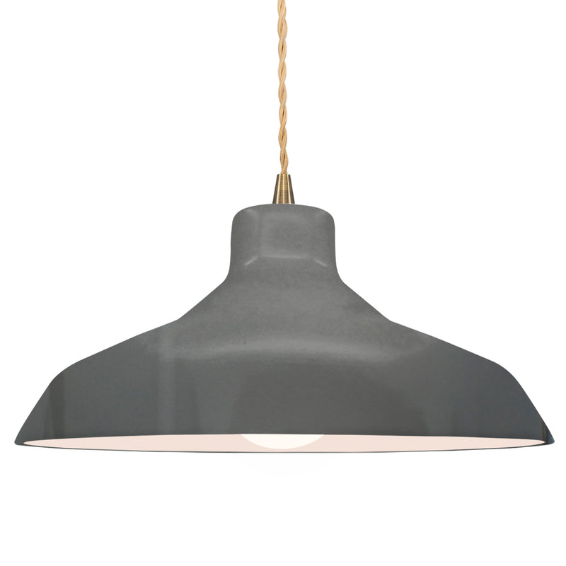 Ceramic Loft 1 Light Pendant Large Gloss Gray By Justice Design
