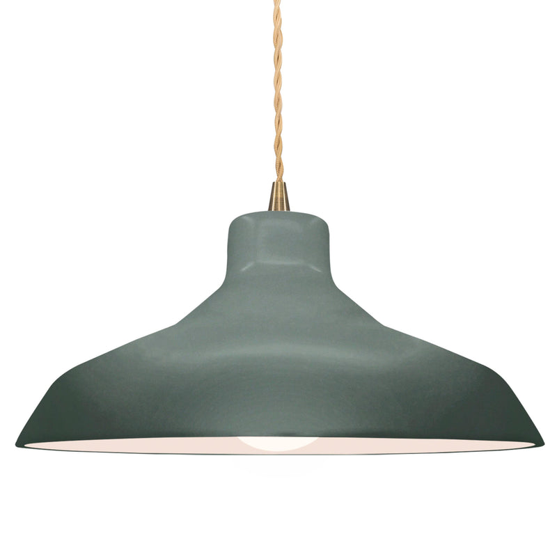 Ceramic Loft 1 Light Pendant Large Pewter Green By Justice Design