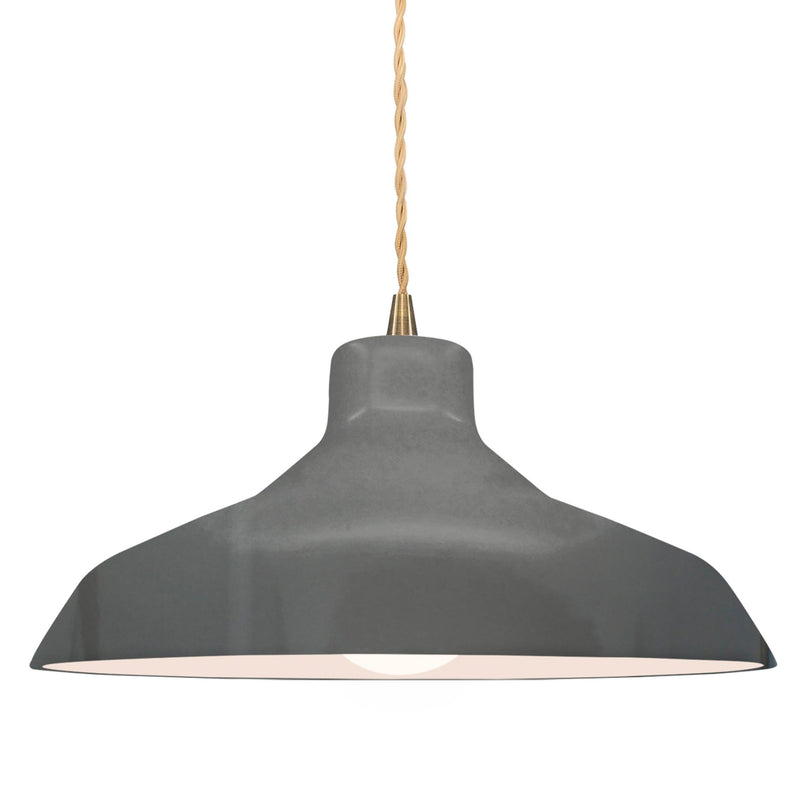 Ceramic Loft 1 Light Pendant Medium Gloss Gray By Justice Design