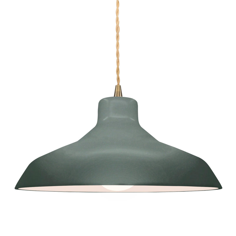 Ceramic Loft 1 Light Pendant Medium Pewter Green By Justice Design