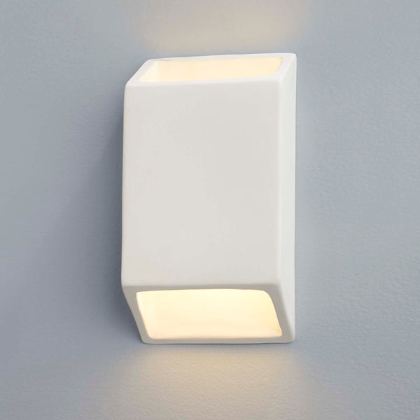 Ceramic Small ADA Tapered Rectangle LED Wall Sconce Bisque By Justice Lifestyle View
