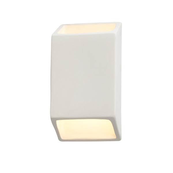 Ceramic Small ADA Tapered Rectangle LED Wall Sconce Bisque By Justice