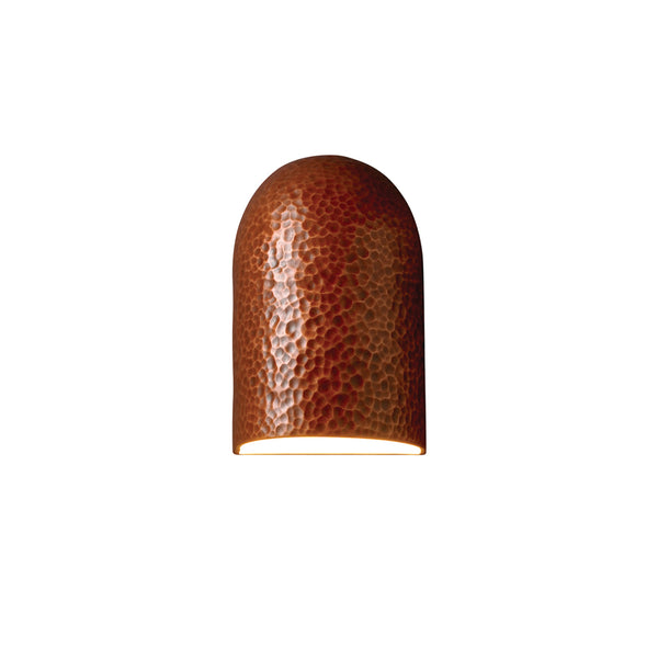 Ceramic Small Domed Cylinder Wall Sconce Hammered Copper By Justice