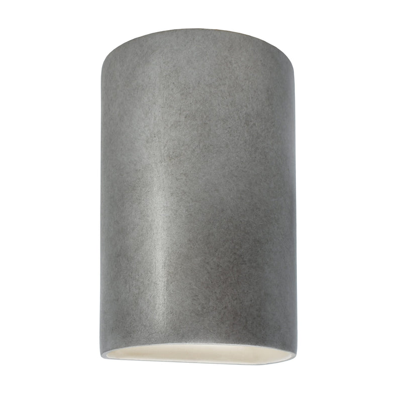 Ceramic small ADA Cylinder Wall Sconce Antique Silver By Justice