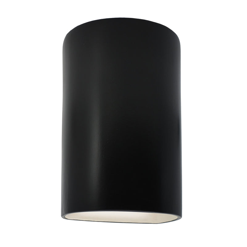 Ceramic small ADA Cylinder Wall Sconce Cabon Matte Black By Justice