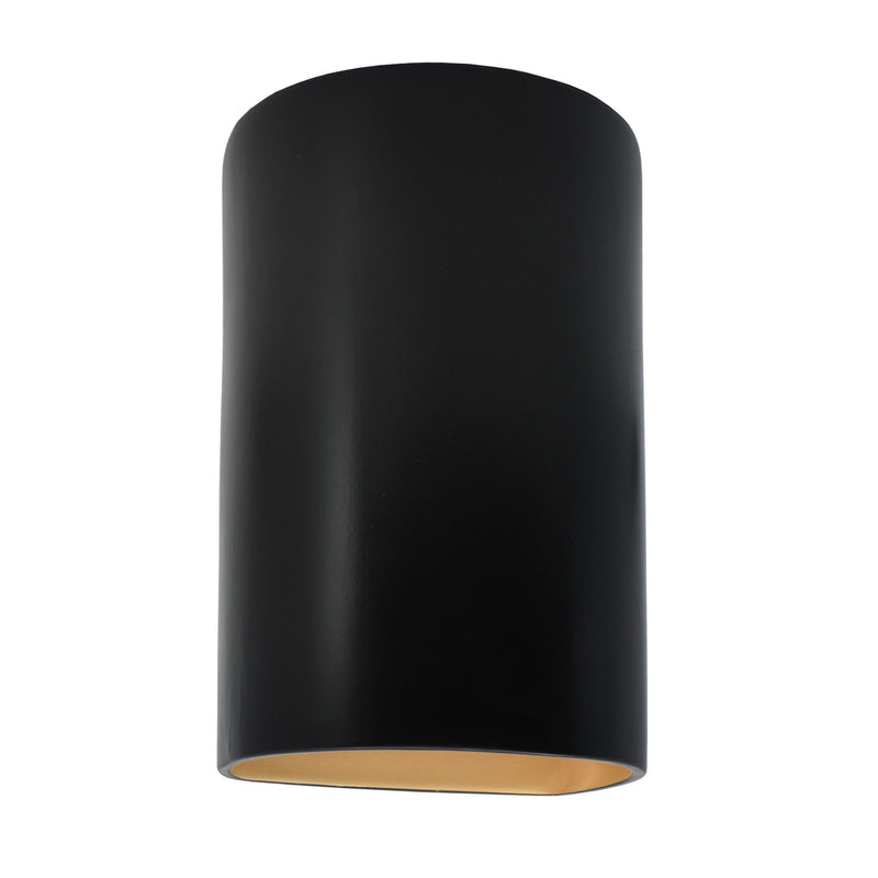 Ceramic small ADA Cylinder Wall Sconce Carbon Matte Black Champagne Gold By Justice
