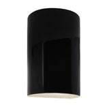 Ceramic small ADA Cylinder Wall Sconce Gloss Black By Justice
