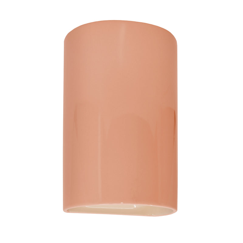 Ceramic small ADA Cylinder Wall Sconce Gloss Blush By Justice