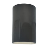 Ceramic small ADA Cylinder Wall Sconce Gloss Gray By Justice
