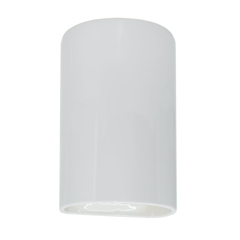 Ceramic small ADA Cylinder Wall Sconce Gloss White By Justice
