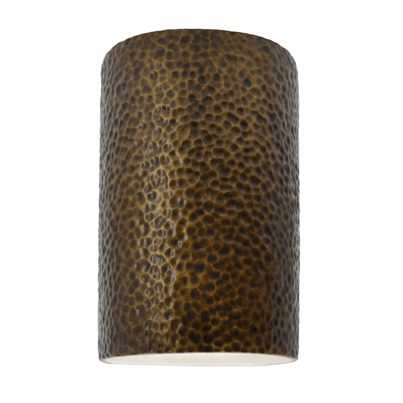 Ceramic small ADA Cylinder Wall Sconce Hammered Brass By Justice