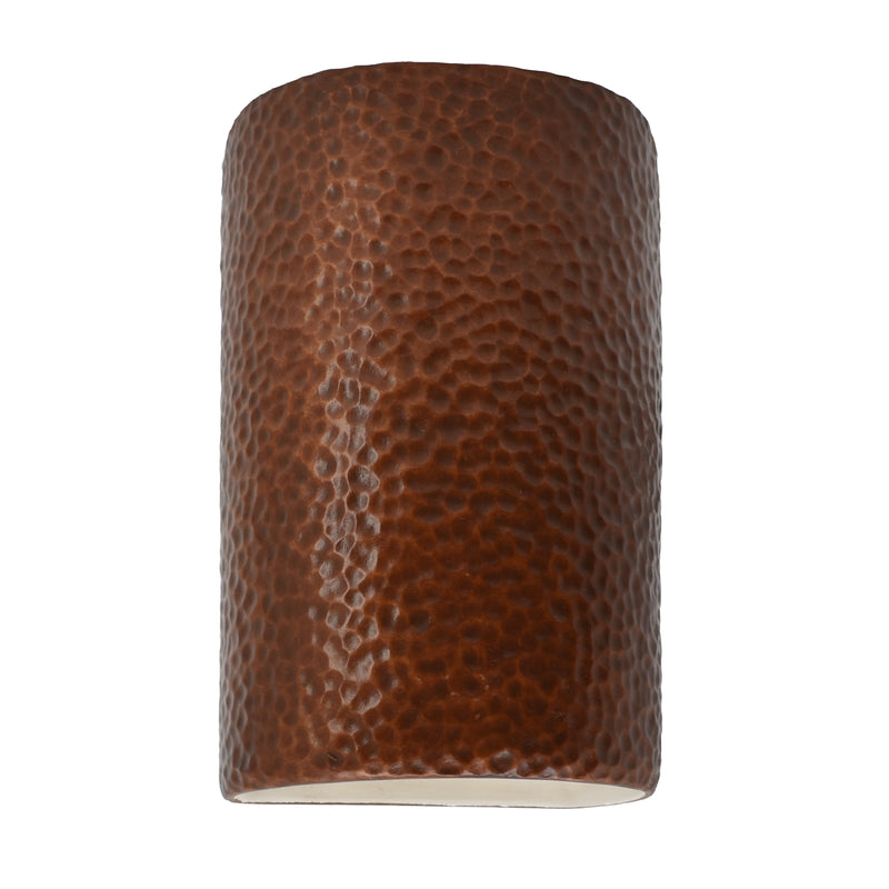 Ceramic small ADA Cylinder Wall Sconce Hammered Copper By Justice