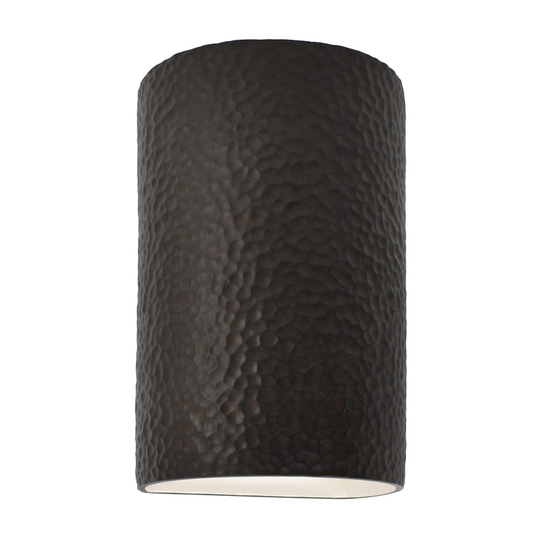 Ceramic small ADA Cylinder Wall Sconce Hammered Pewter By Justice