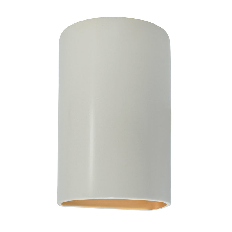 Ceramic small ADA Cylinder Wall Sconce Matte White Champange Gold By Justice
