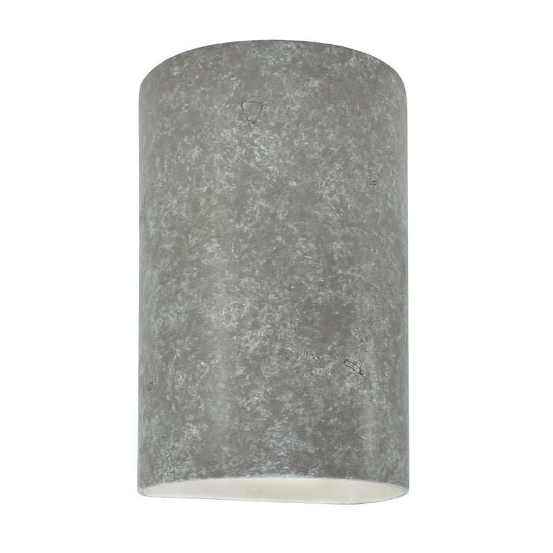 Ceramic small ADA Cylinder Wall Sconce Mocha Travertine By Justice