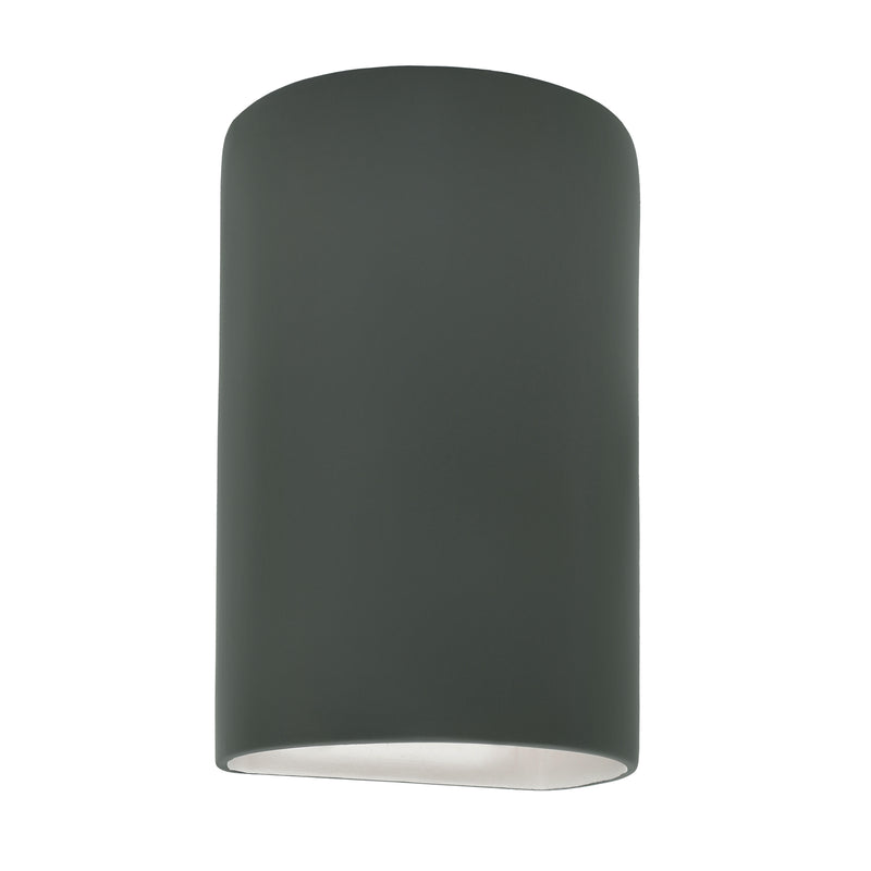 Ceramic small ADA Cylinder Wall Sconce Pewter Green By Justice