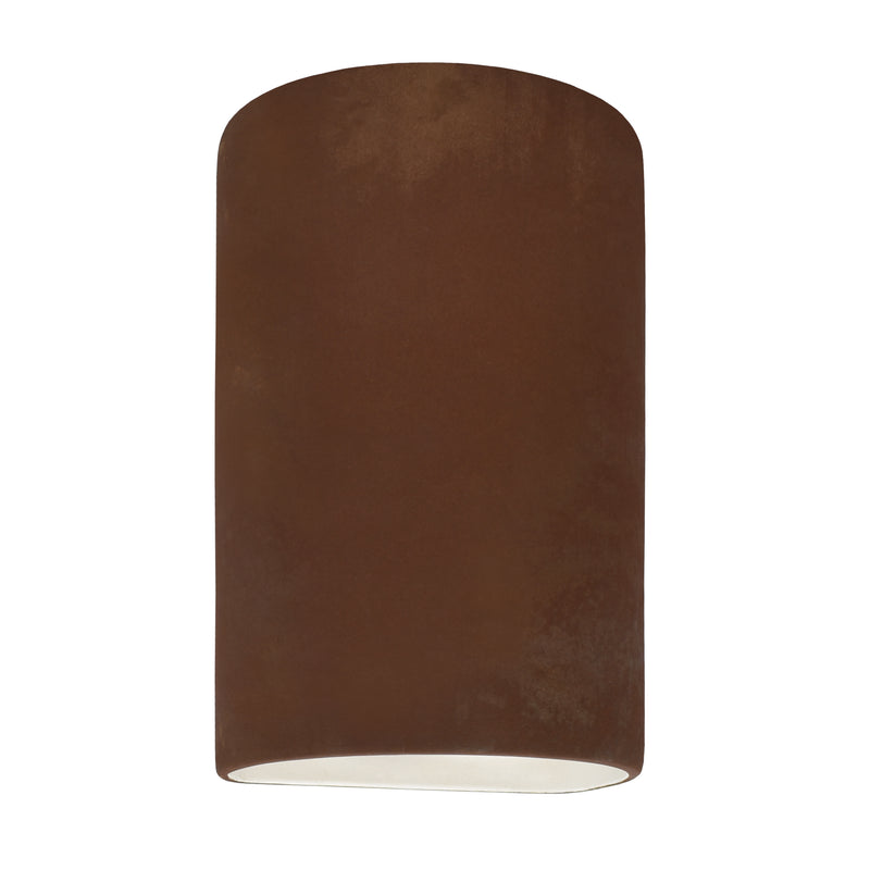 Ceramic small ADA Cylinder Wall Sconce Real Rust By Justice
