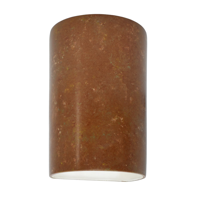 Ceramic small ADA Cylinder Wall Sconce Rust Patina By Justice