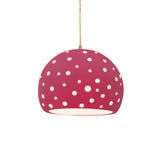 Cerise-Beige Twisted Cord Perforated Large Globe Pendant by Justice Design