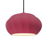 Cerise-Black Cord Oval Fluted Ceramic Pendant by Justice Design