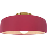 Cerise Brushed Brass Ceramic Small Spire Semi-Flush by Justice Design