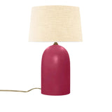 Cerise Cream Linen Fabric Ceramic Tall Kava Table Lamp with Fabric Shade by Justice Design