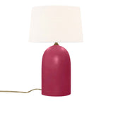 Cerise White Linen Fabric Ceramic Tall Kava Table Lamp with Fabric Shade by Justice Design