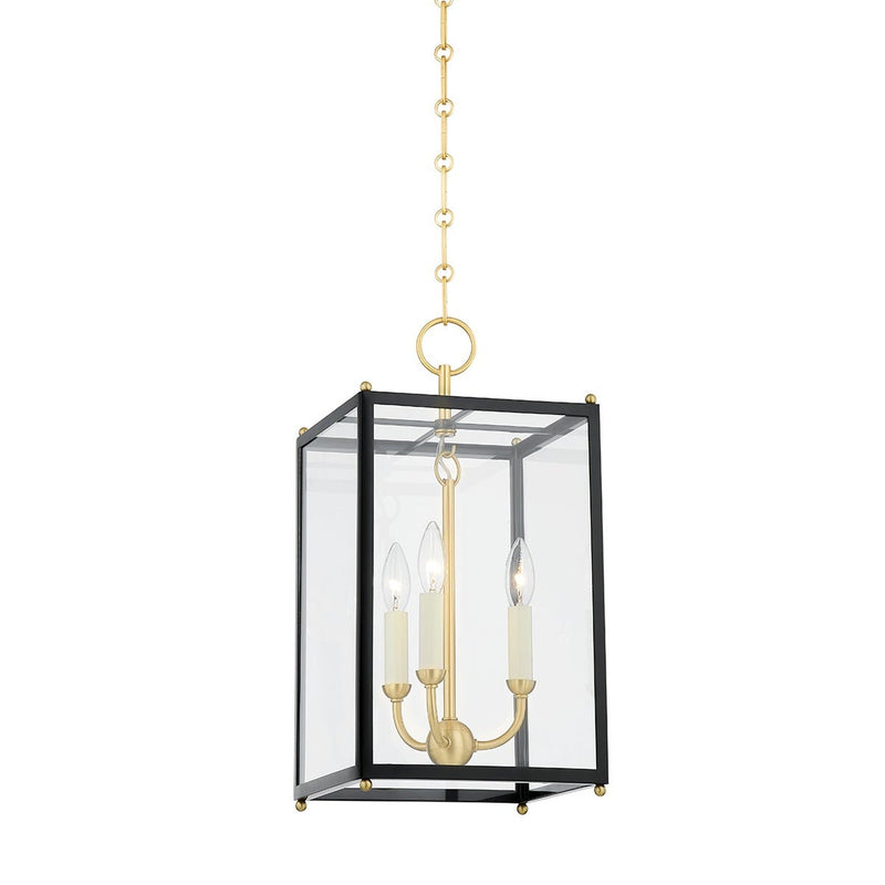 Chaselton Lantern - 10 Inch - Aged Brass with Darkest Blue by Hudson Valley