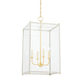 Chaselton Lantern - 15 Inch - Aged Brass with Off-White by Hudson Valley