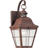Chatham Outdoor Wall Lantern — 14.5 Inch, Weathered Copper with Clear Seeded Glass
