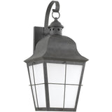 Chatham Outdoor Wall Lantern — 21 Inch, Oxidized Bronze with Frosted Seeded Glass