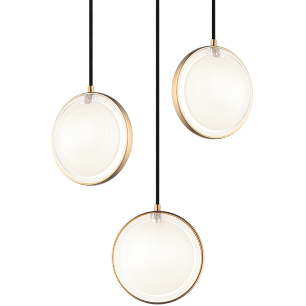 Chatoyant 3 Light Suspension Aged Gold Brass By Matteo - Front View