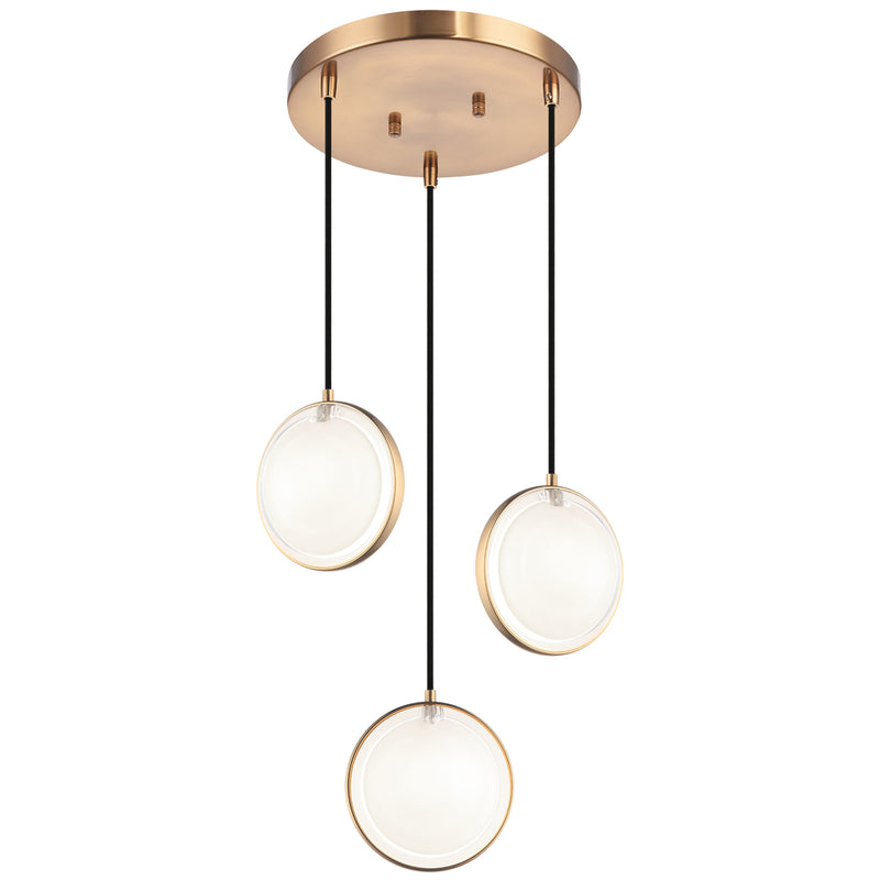 Chatoyant 3 Light Suspension Aged Gold Brass By Matteo