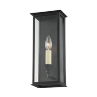 Chauncey Wall Sconce by Troy Lighting in Texture Black, 1-Light box lantern with clear glass
